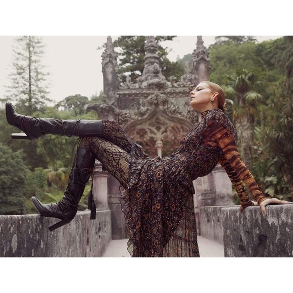 Ulla Johnson Atlas Moccasin Raven Black Bohemian Wrap Braided Knee Boots 5 - Picture 7 of 16